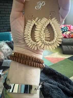 Boho bundle 2 - Teardrop Fringe Earrings & 2 bracelet s